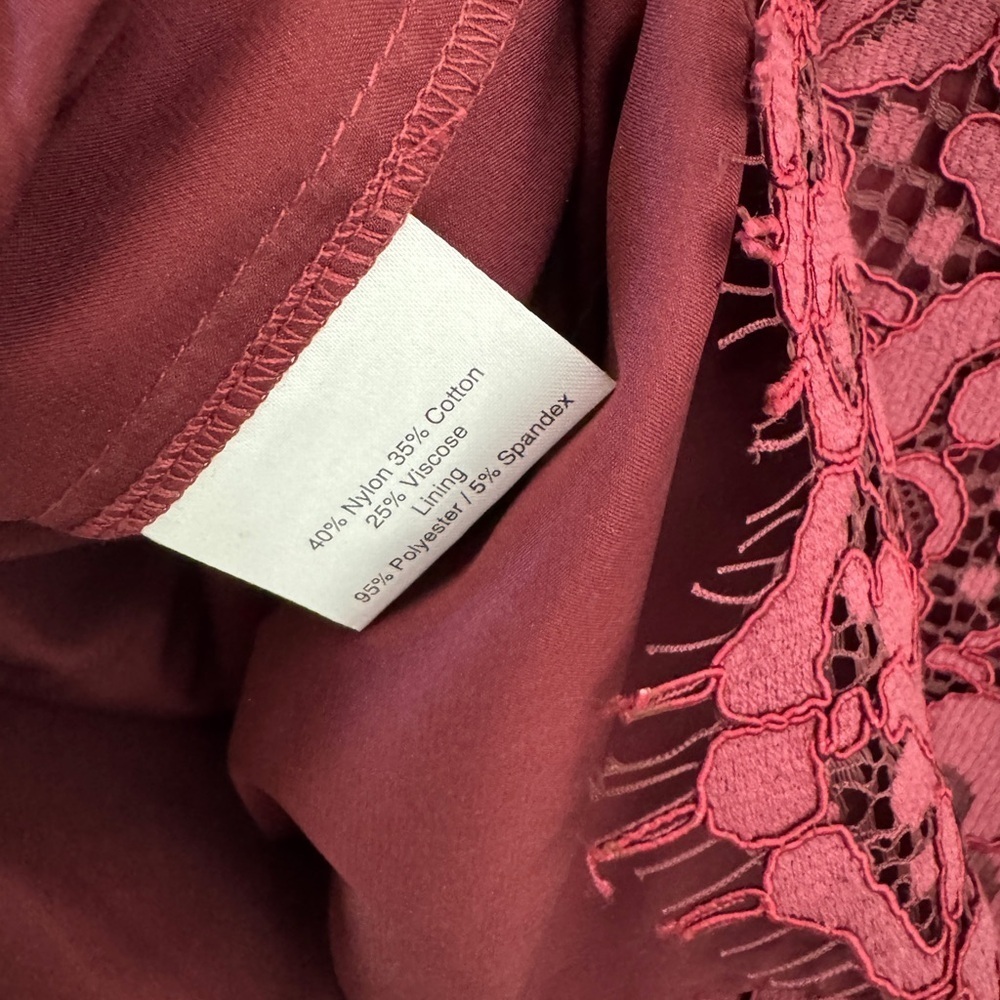 Rachel Parcell Cranberry Lace Midi Dress w/ Black Trim – Medium - Picture 7 of 9